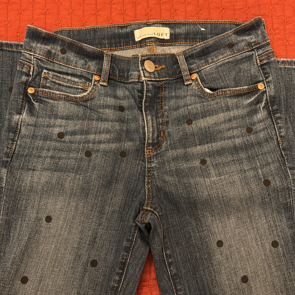 Loft Polka Dot jeans size 4 - Picture 3 of 7